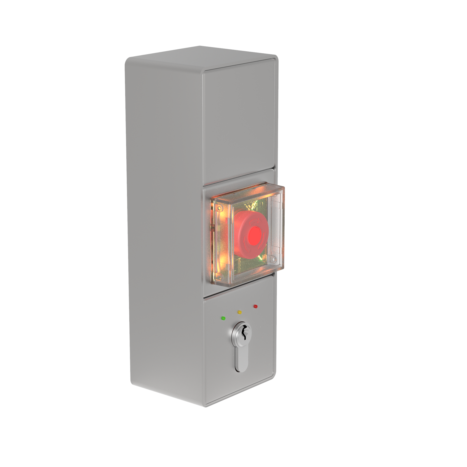 TE2B114 Fluchttürsteuerung EN 13637 Aufputzmontage 3-fach-Set (Netzeil 230VAC/24VDC 0,4 A + Nottaste + Schließzylinder PZ88IG mit LED)