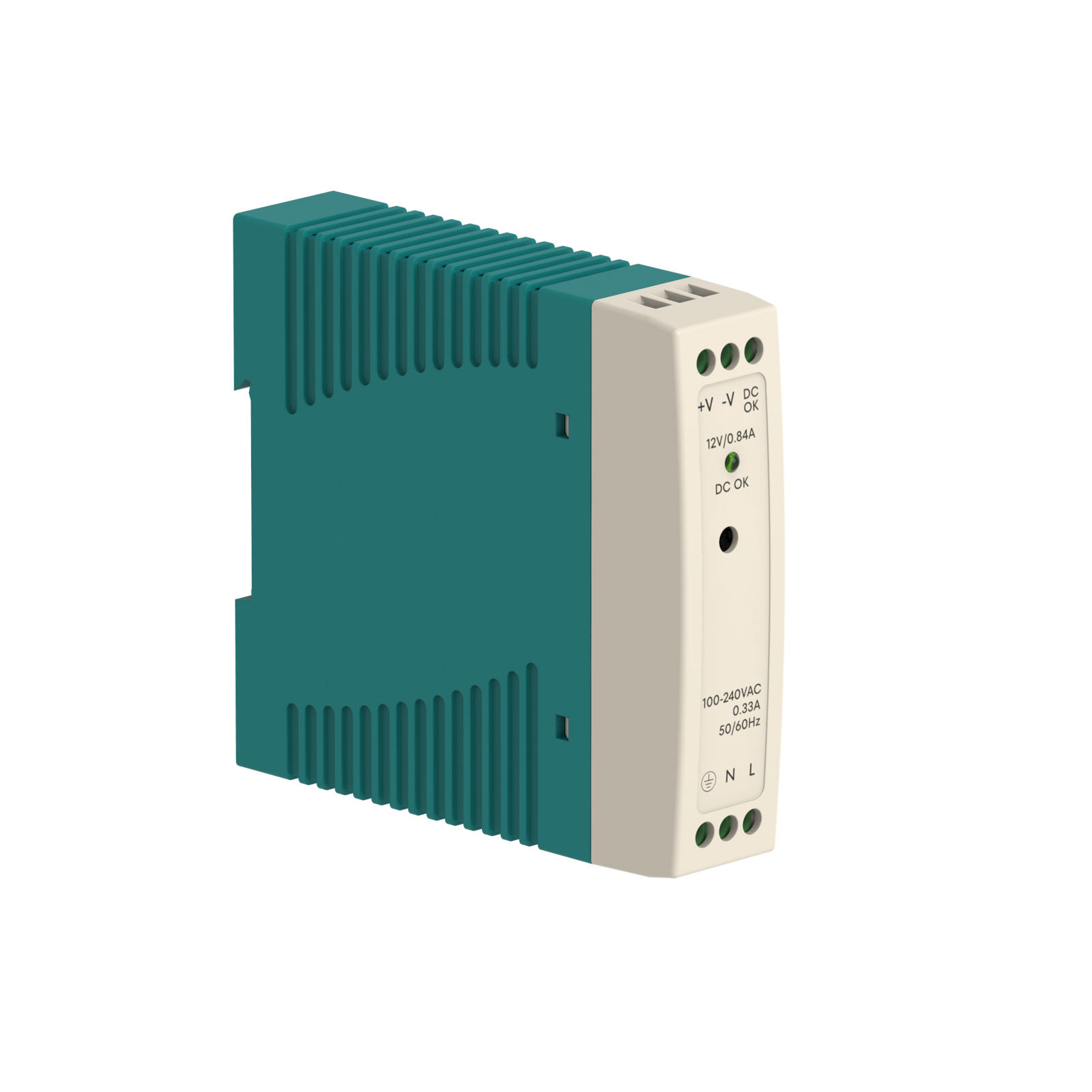 PS1012 Fuente de alimentación con forma escalonada para carril DIN de 10W con 12V DC 0,84A