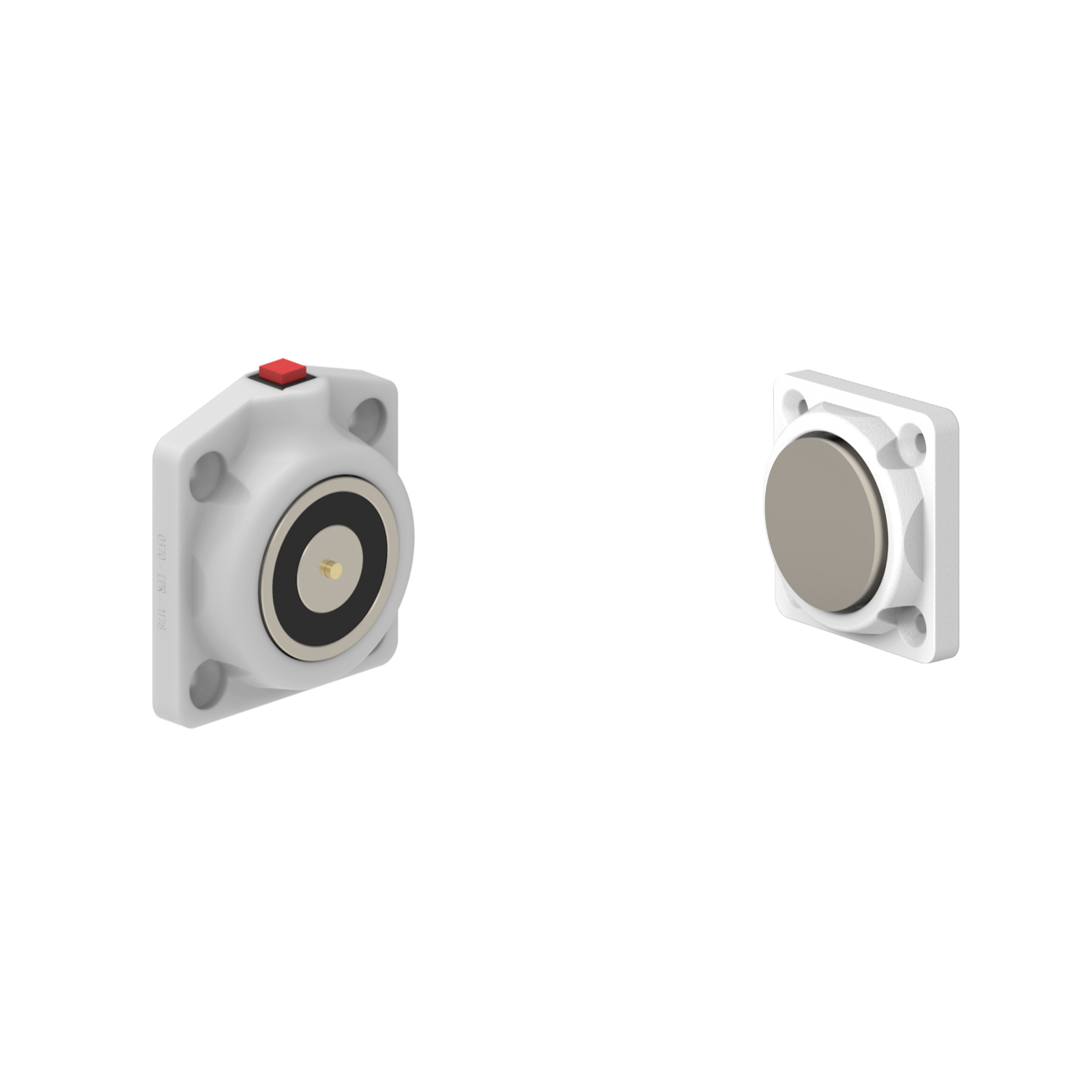 DHUSFWC6 Electromagnetic Lock recess and/or surface mounted 600N 24V DC White with C6 counterplate