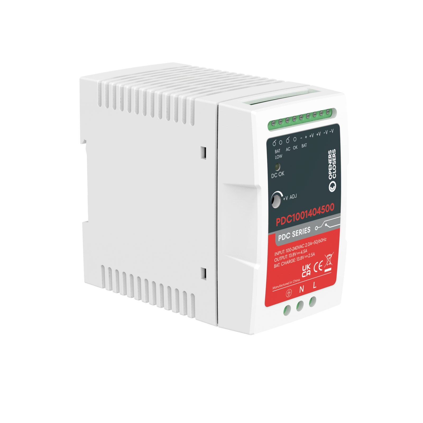 PDC1001404500 UPS DIN Rail 2 Channel Power Supply 96.6W with 13.8V DC 4.5A