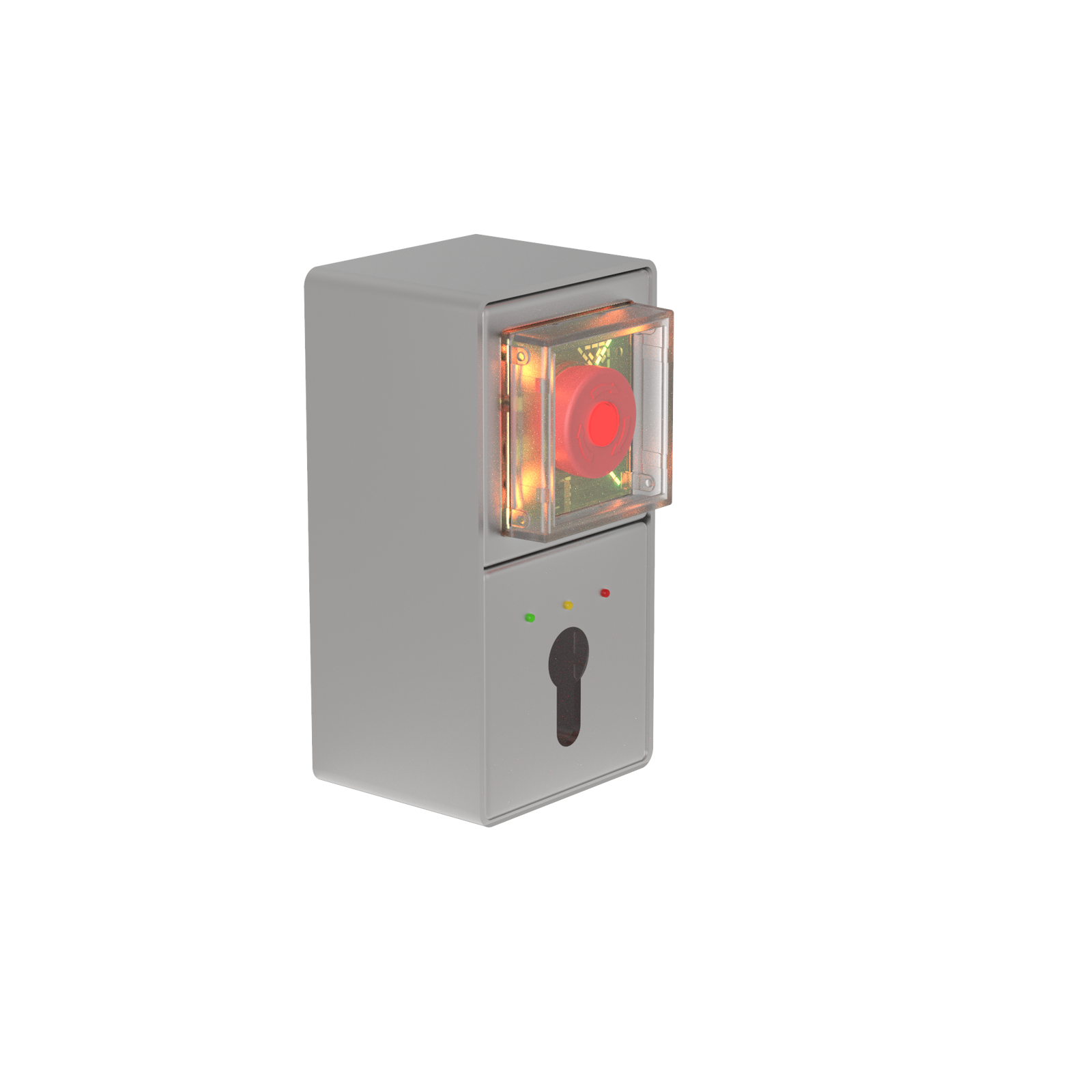 TE1B01B Terminale di Uscita di Emergenza EN 13637 Montaggio superficiale 2 moduli (Pulsante + Coperchio con LED per cilindro PZ88) 24V DC