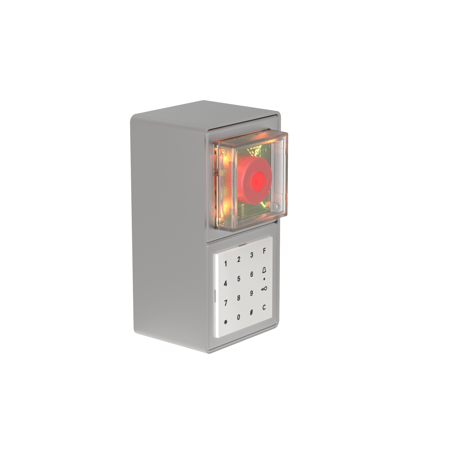 TE1B015 Terminale di Uscita di Emergenza EN 13637 Montaggio superficiale 2 moduli (Pulsante + Tastiera Codificata) 24V DC