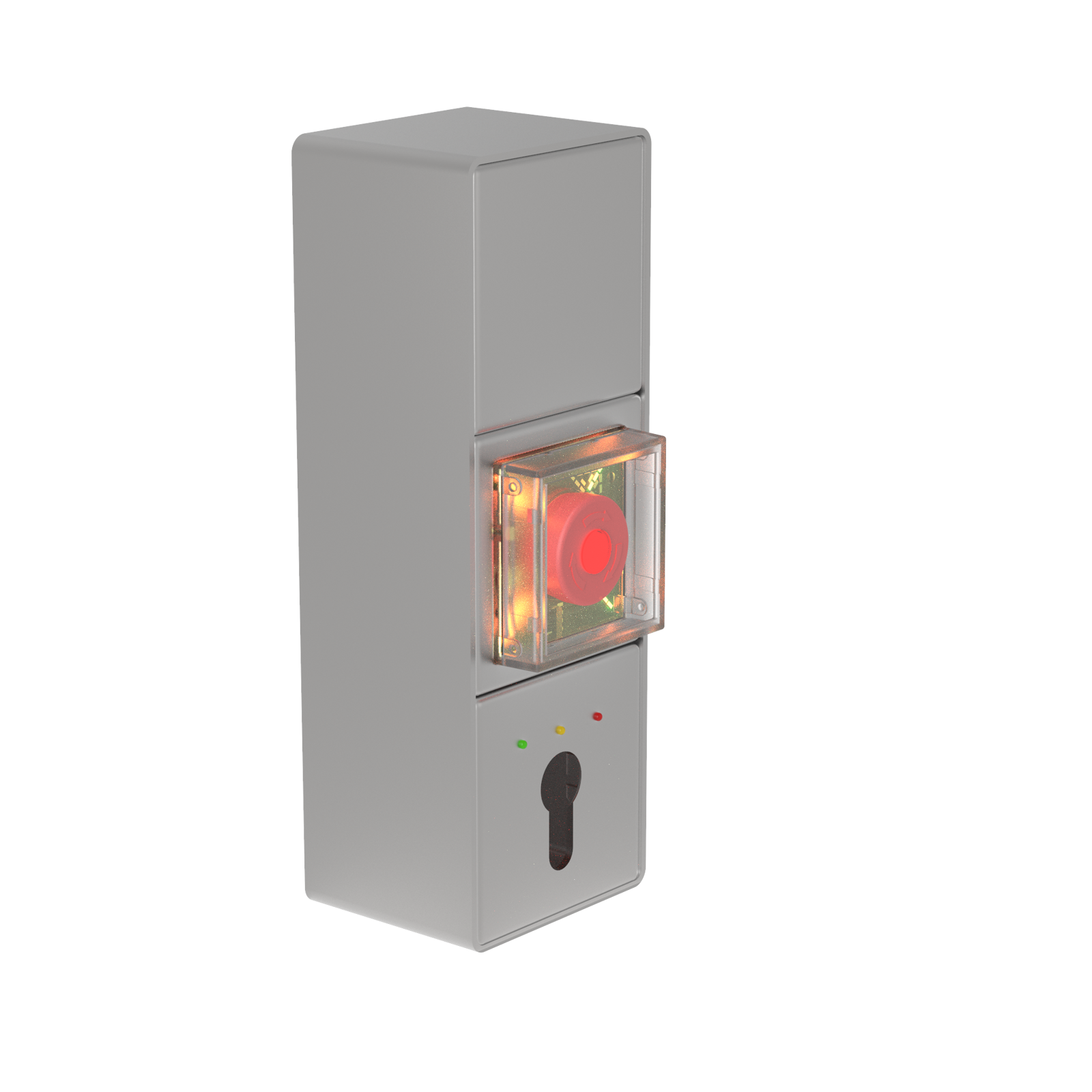 TE2B11B Fluchttürsteuerung EN 13637 Aufputzmontage 3-fach-Set (Netzeil 230VAC/24VDC 0,4 A + Nottaste + Abdeckung mit LED für PZ88-Zylinder)